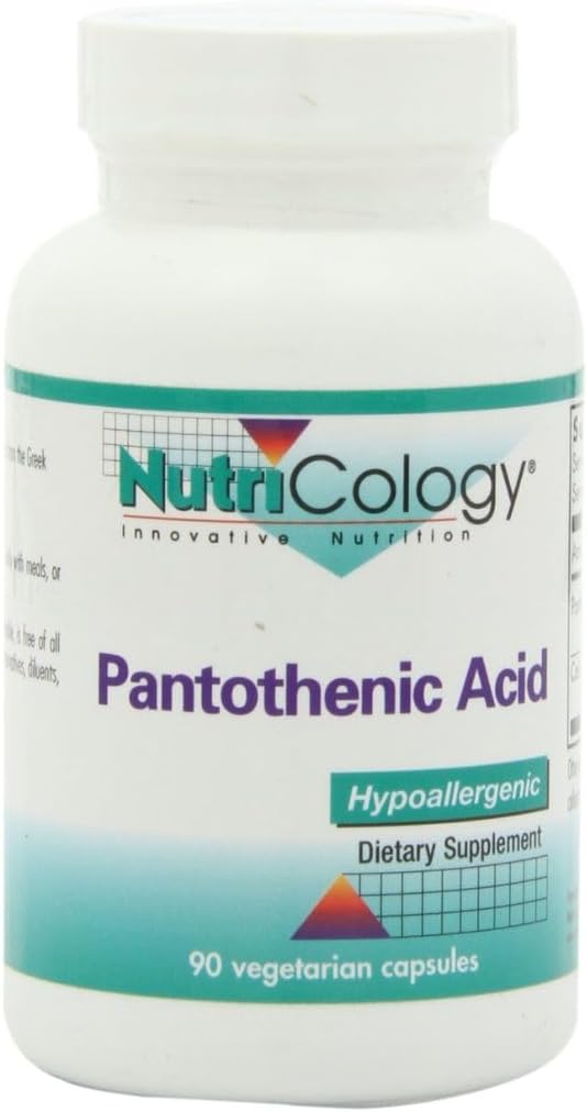 Nutricologie Pantothenzuur - Vitamine B5 voor mannen en vrouwen, Calcium, 500mg Supplement, Pure, Biologische, Vegetarische Capsules - 90 Tel.