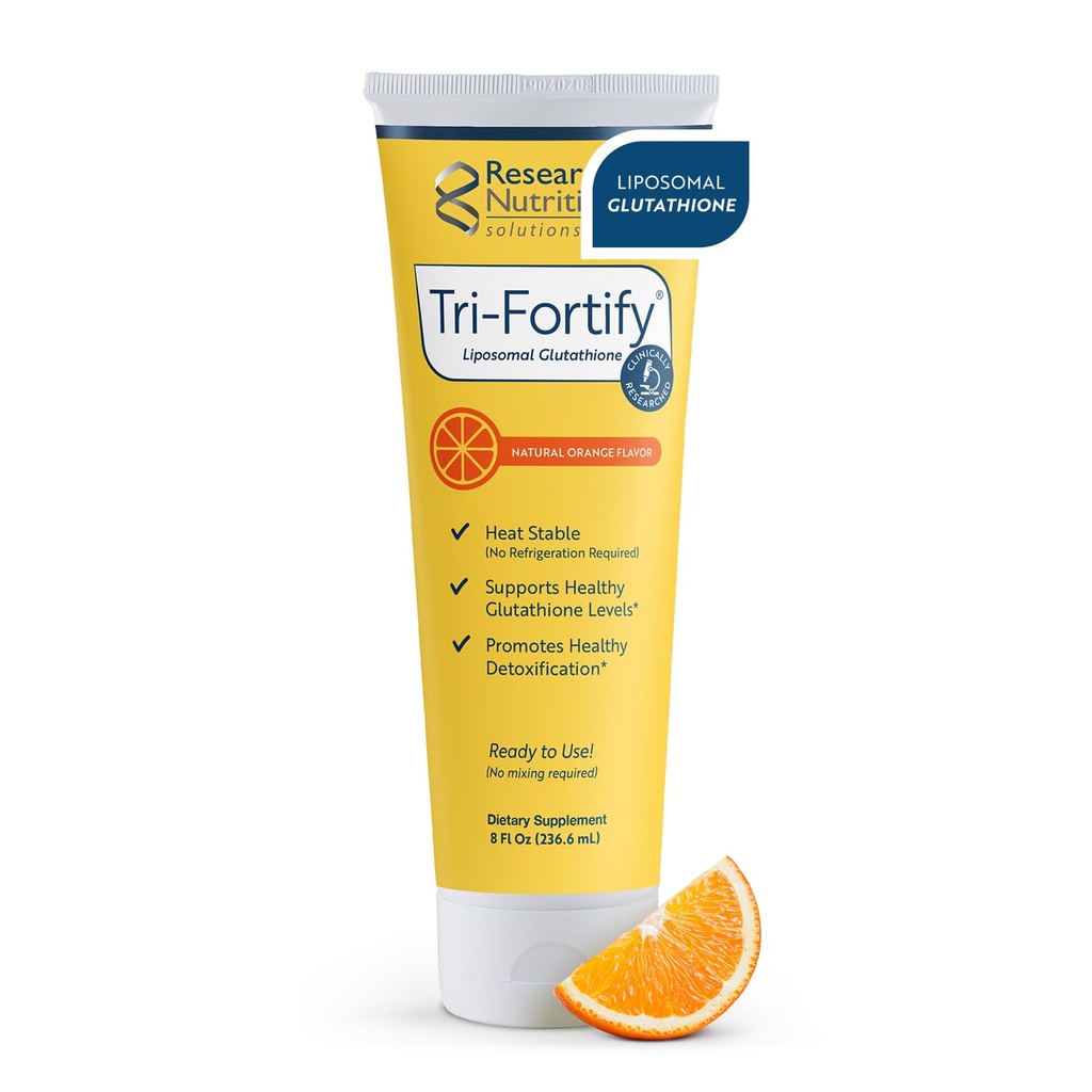 Onderzoek Nutritonals Tri-Fortify Liposomal Glutathion Supplement Liquid Gel - Klinisch onderzocht Detox & Immuun System Support, Antioxidant - Superior Absorptie - Natural Orange, 8 Fl Oz