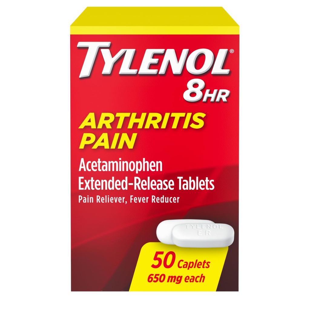 Tylenol 8 uur Artritis Pijnverlichting Uitgebreide afgifte Tabletten, 650 mg Acetaminofen, Joint Pain Reliever & koorts Reducer Medicine, Oral Pain Reliver for Artritis & Joint Pain, 50 telling