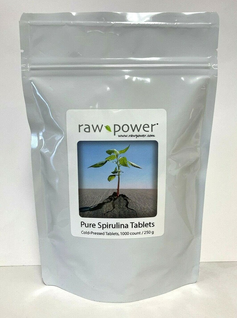 Spirulina tabletten, 1000 Tellen, 250mg Elke, (250 Gram / 8,8 oz) 100% Zuiver, rauw, biologisch, koud-geperst