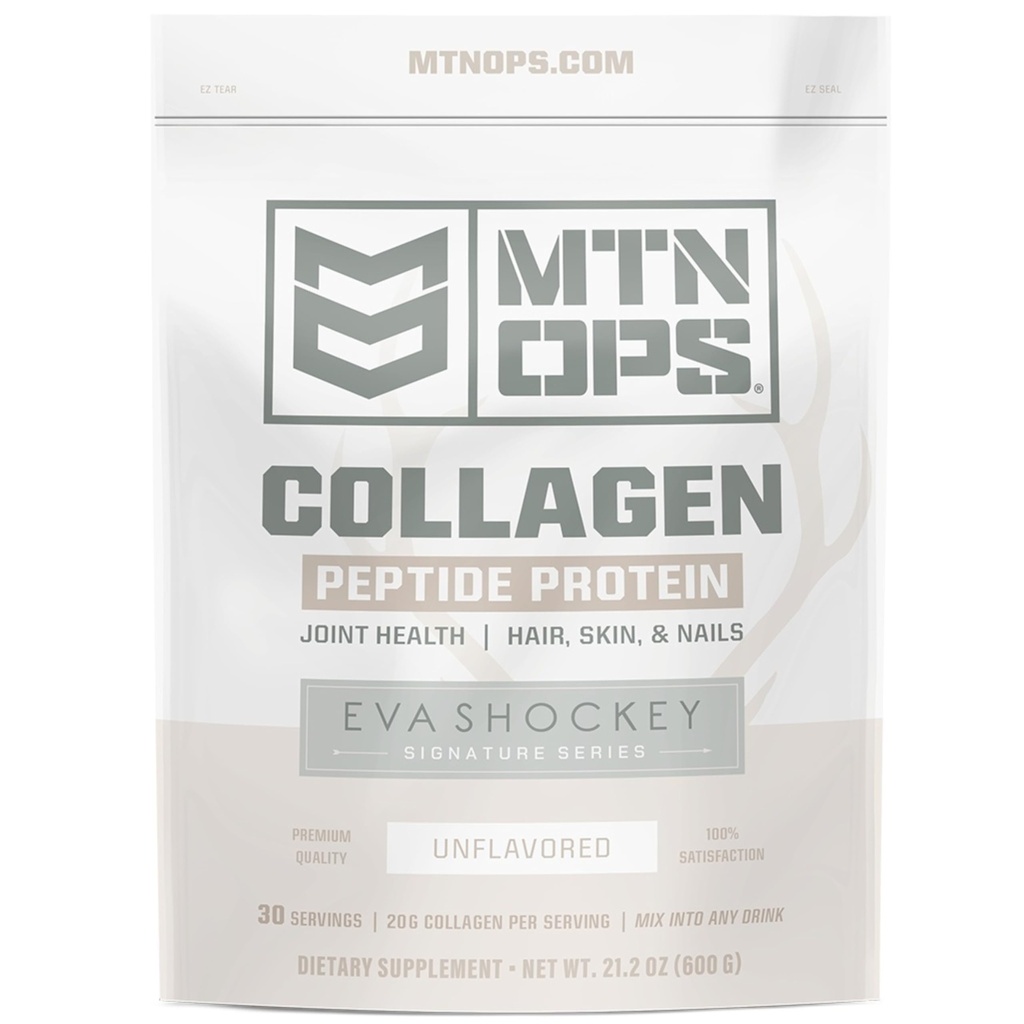 MTN OPS Collageen Peptide Protein Powder by Eva Shockey's Signature Series, 20g Unflavored Bovine Collageen Peptide Protein per Serving, Zero Sugar, Paleo Friendly, 30 Servings, 21,2 Ounce