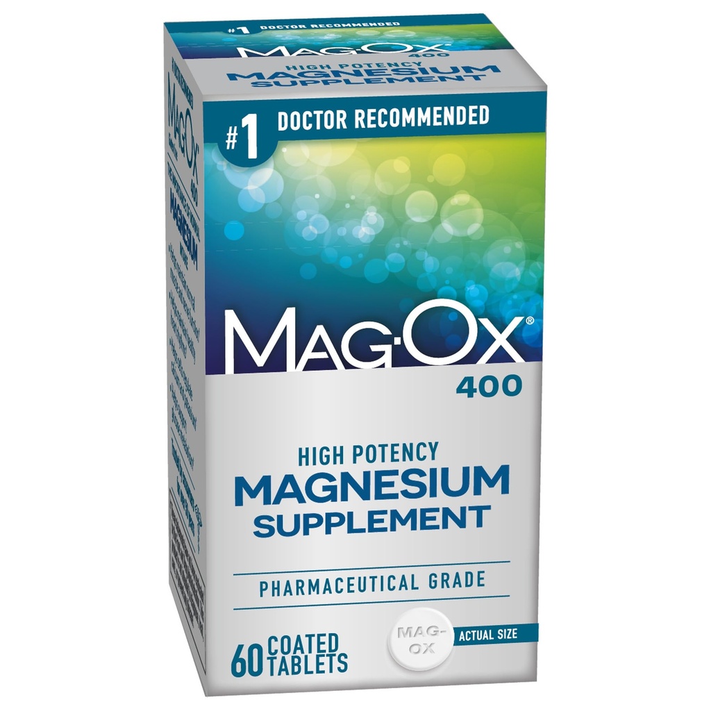 Mag-Ox 400 Magnesium Supplement, Farmaceutische graad Magnesiumoxide met 482 mg per dosis, 60 tabletten