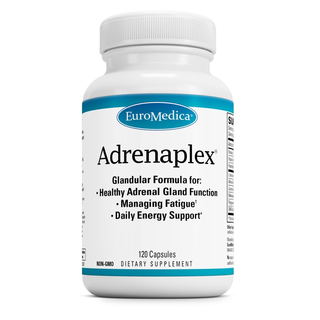 EuroMedica Adrenaplex - Adrenal Gland Functie Supplement - Glandular Ondersteuning Supplement met Vitaminen C & B6 - Ondersteunt gezonde adrenal functie - Houd uit het bereik van kinderen - 120 capsules