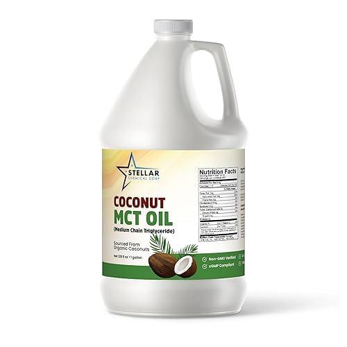 MCT olie ~ Gefragmenteerde kokosolie ~ Hersenen en lichaamsbrandstof van kokosnoten; (1 Gallon) ~ Stellar Chemical Corp