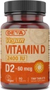 DEVA Vegan Vitamin D2 60 mcg 2400 IE, Ergocalciferol Supplement zonder dierlijke ingrediënten, 90 tabletten, 1-pack