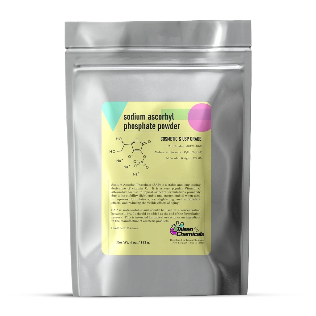 Natriumascorbylfosfaat SAP-poeder Stabiele vitamine C-derivaten, antioxidant voor DIY huidverzorging (4 Ounce / 113g)