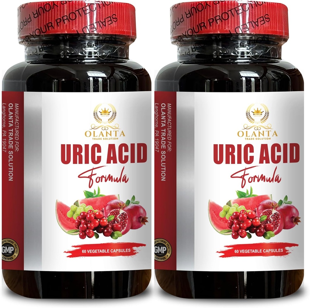URIC Acid - Tart Cherry Capsules, Selderijzaad voor Uric Acid Supplement, Melkdistel en Kurkuma Extract Uric Acid & Gezamenlijke Ondersteuning - 2 Flessen 120 Capsules