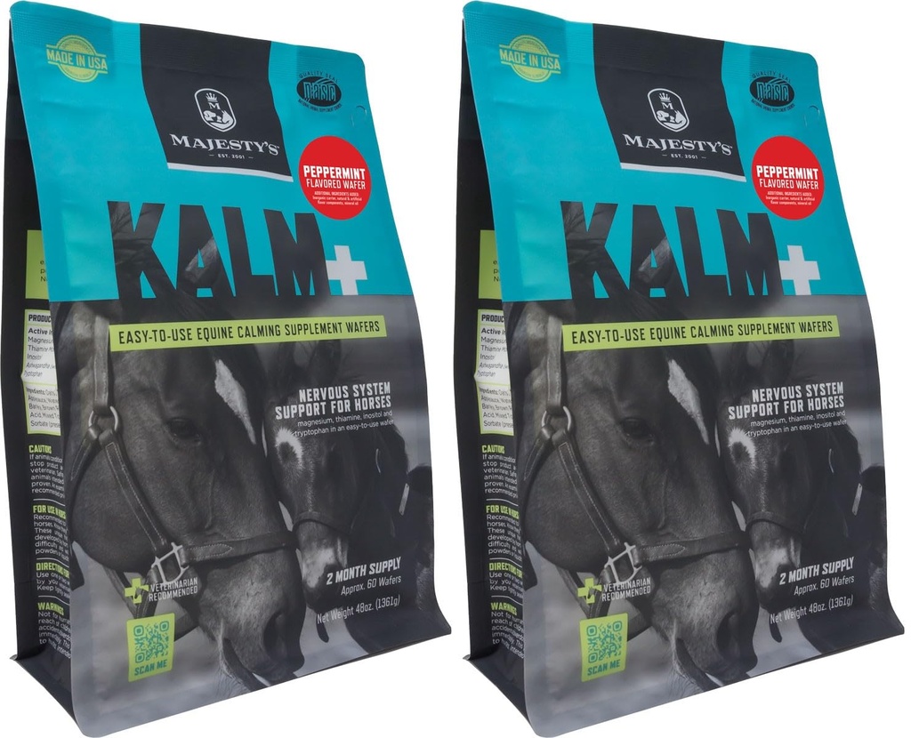Majesty's Kalm+ Wafers - Superior Horse/Equine Calming Supplement (Peppermint, 2 Pack(120 Telt Totaal))