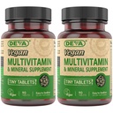 DEVA kleine tabletten Vegan multivitamine voor vrouwen & mannen 2-pack met ijzer, vitamine C, E, B complexe vitaminen, zink, 90 tabletten elk