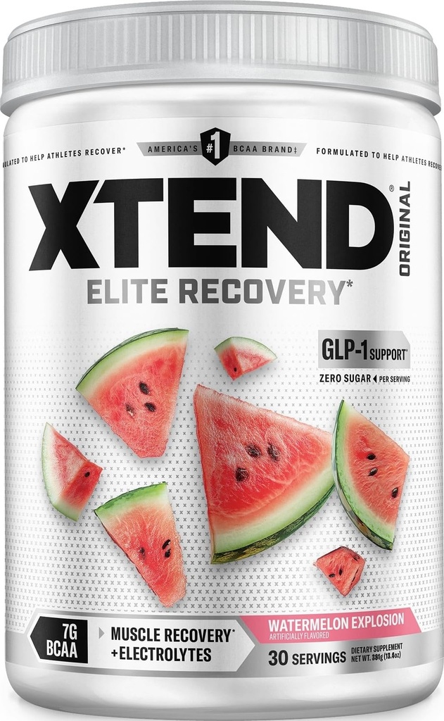 Xtend Original BCAA Powder, 7g BCAA's en 2.5g L-Glutamine voor spierherstel Hydratatie en Lean Muscle, Sugar Free Intra en Post Workout Drink met Elektrolyten, Watermelon Explosion, 30 Servers