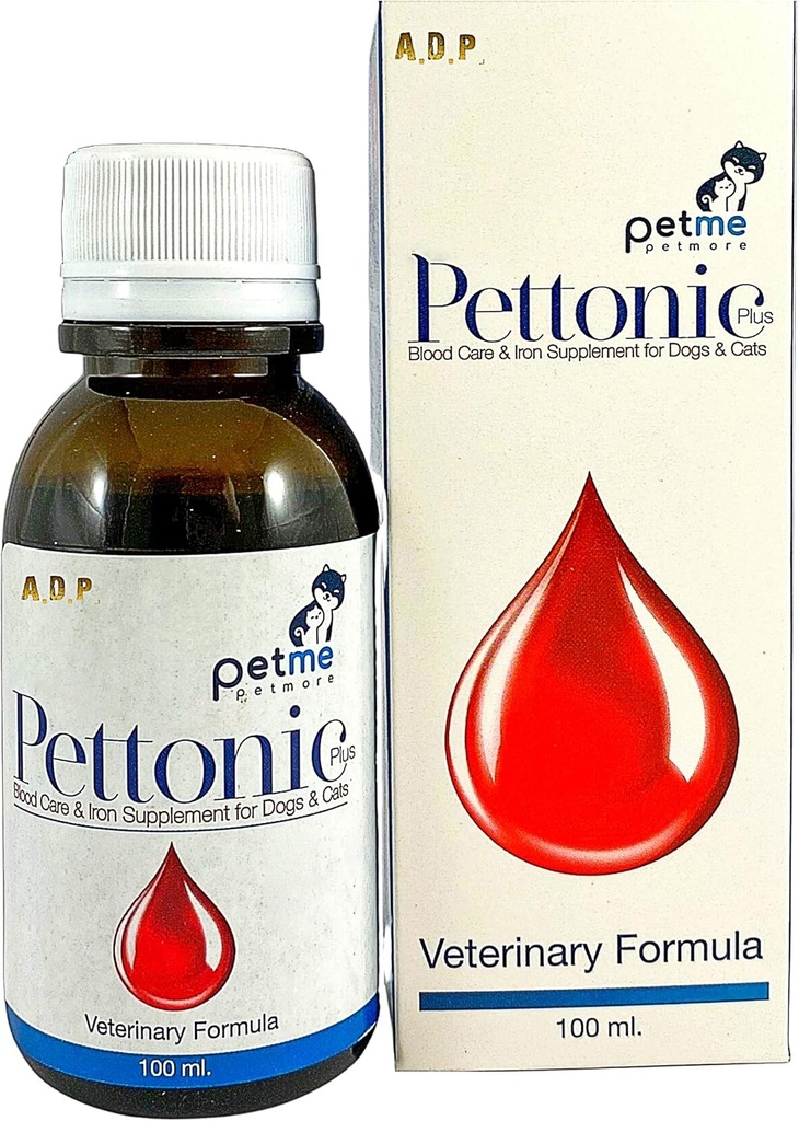 PETTONIC 100 ML. Tonic Pet Booster Liquid Dog Blood Support IJzersupplement voor honden en katten Puppies Kitten Food Multi Vitaminen Folic B6 B12 bevordert rode bloedcel, snel toenemende energie en immuniteit