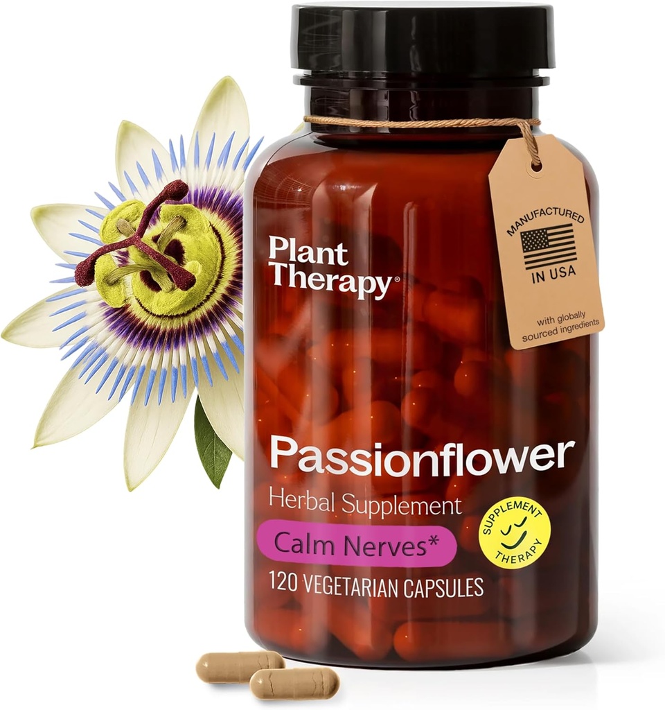 Plant Therapie Passie Bloem Capsules vervaardigd in USA Kalmt Zenuwen, Ondersteunt Slaap, Grote manier om Wind Down Supplementen voor Vrouwen & Mannen 120 Graaf Vegetarische Capsule