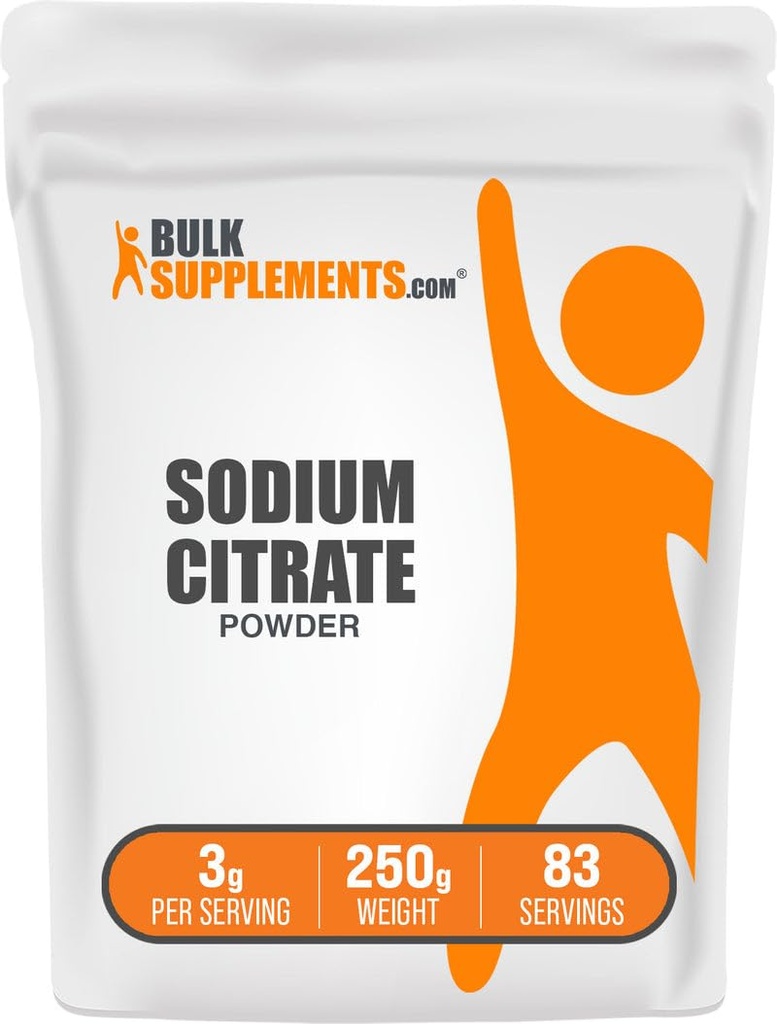BulkSupplements.com Natriumcitraatpoeder - Natriumcitraat Food Grade, Emulgator, Smaakversterker - Glutenvrij, 3g per portie, 250g (8.8 oz) (pakket van 1)