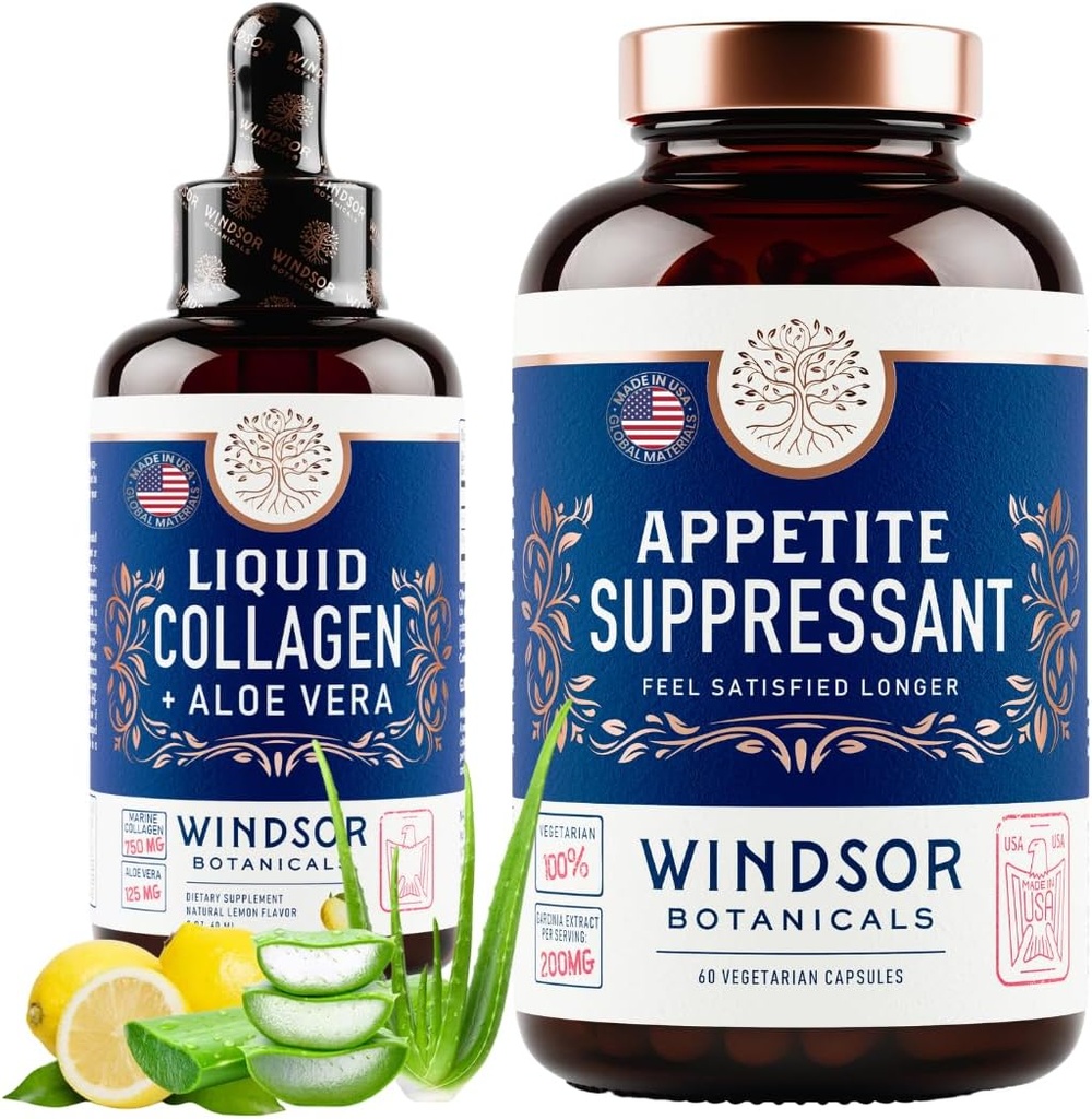 WINDSOR BOTANICA Apetite Suppressant en vloeibare Collageen Marine Dieet en Beauty Bundle