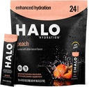 Halo Hydration Electrolyte Powder Packets - Perzik - 24 porties (5 g per stuk) - Biologische hydratatiedrank met lage suiker + essentiële vitaminen + mineralen - Veganistisch