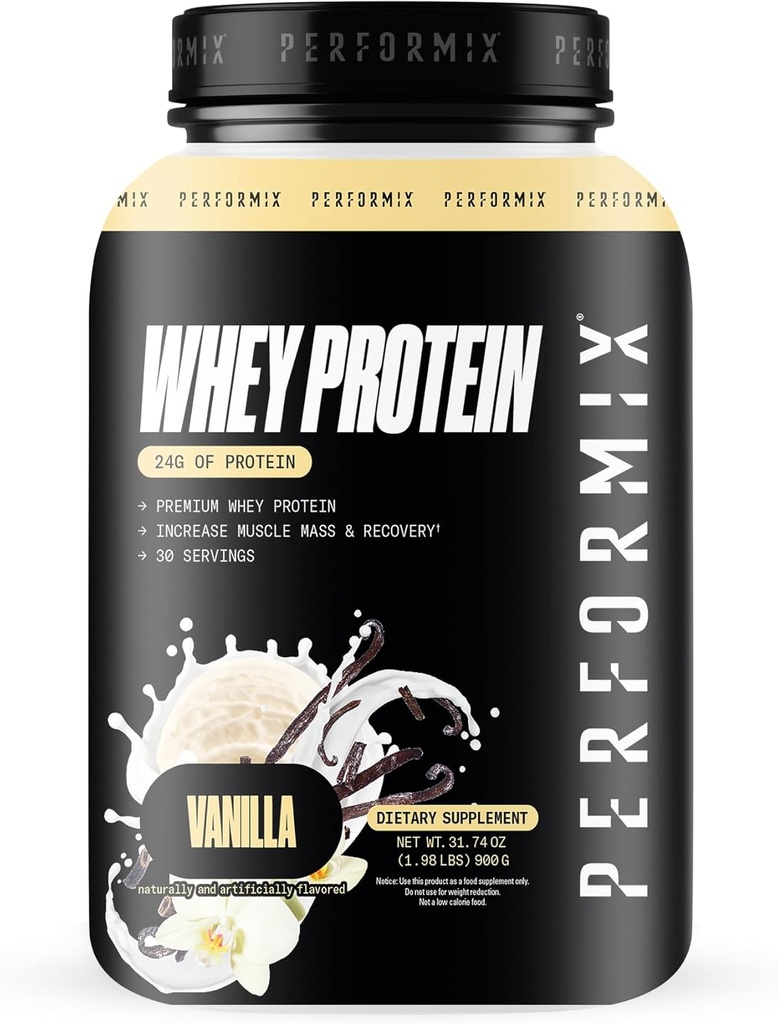 PERFORMIX - Wei Proteïne Isolaat Blend - 24g eiwit - 5.4g BCAA's - 110 Calorieën - Spieropbouw & Post Workout Herstel - 100% Wei Proteïne Poeder - 1,98 lbs - 30 Servers - Vanille