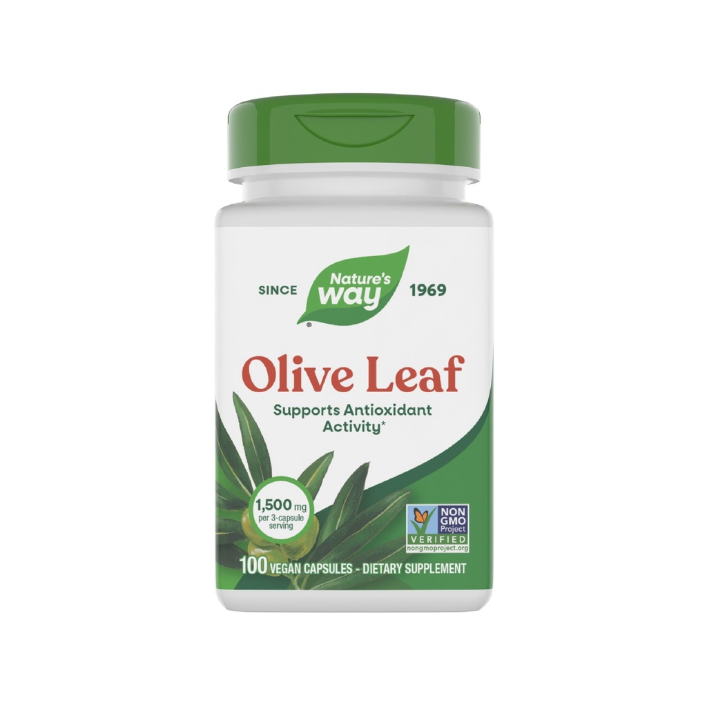 Nature's Way Olive Leaf - 1.500 mg per 3-capsule Serveren - Ondersteunt antioxidant activiteit* - Olive Leaf Herbal Capsules - Non-GMO Project Geverifieerd - Glutenvrij - 100 Vegan Capsules