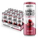 Optimum Nutrition Amino Energy Sparkling Hydration Drink, Electrolytes, Caffeine, Amino Acids, BCAAs, Sugar Free, Juicy Cherry, 12 Fl Oz, 12 Pack (Packaging May Vary)
