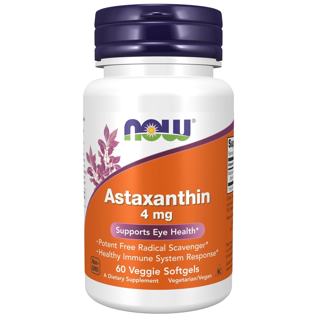 NU Foods Supplementen, Astaxanthine 4 mg, functies Zanthin®, Ondersteunt Eye Health*, 60 Veg Softgels
