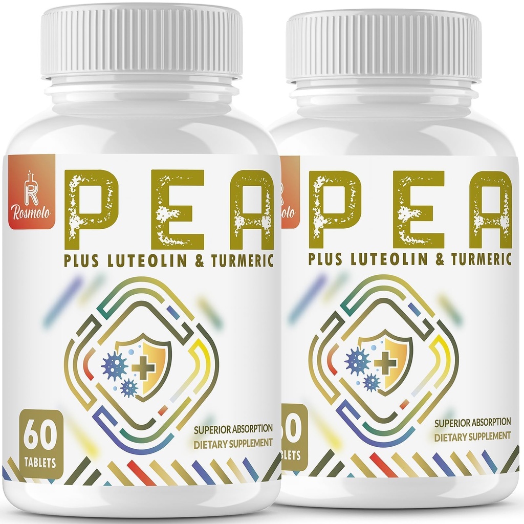 1500 MG Palmitoylethanolamide met luteoline 98% & Kurkuma, hoge absorptie, Micronized Pea Supplement for Discomfort Management- USA Made - 120 tabletten