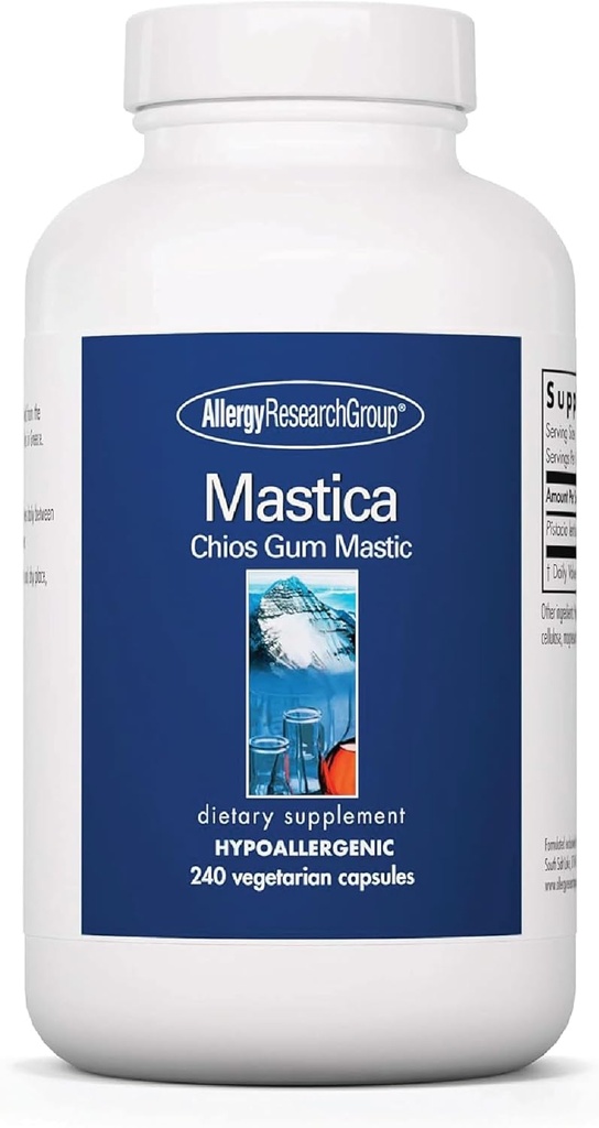 Allergy Research Group Mastica - Mastic Gum Capsules, Digestive Health Supplement for Adults, Mastic Resin Powder Capsules for Gut Health Support - 240 Count