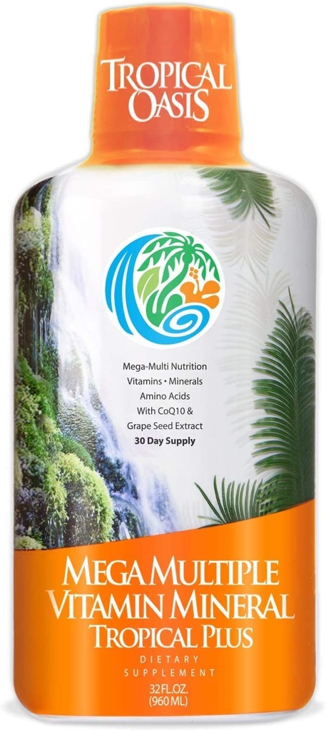 Tropical Oasis Mega Plus - Liquid Multivitamine and Mineral Supplement 