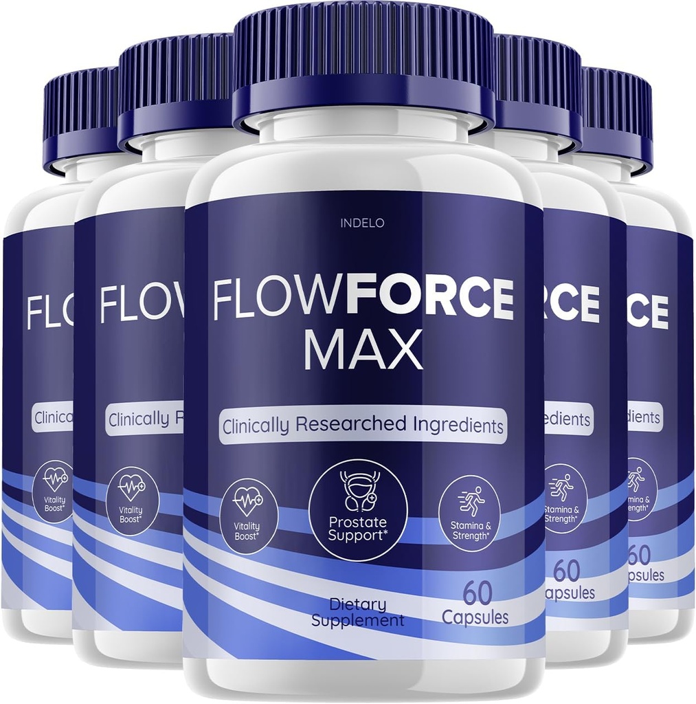 (5 Pack) FlowForce Max Supplement Advanced Energy, Supplement for Men, Flow Force Control Supplements Flowforce Max for Men Health, FlowForce Reviews (300 Capsules)