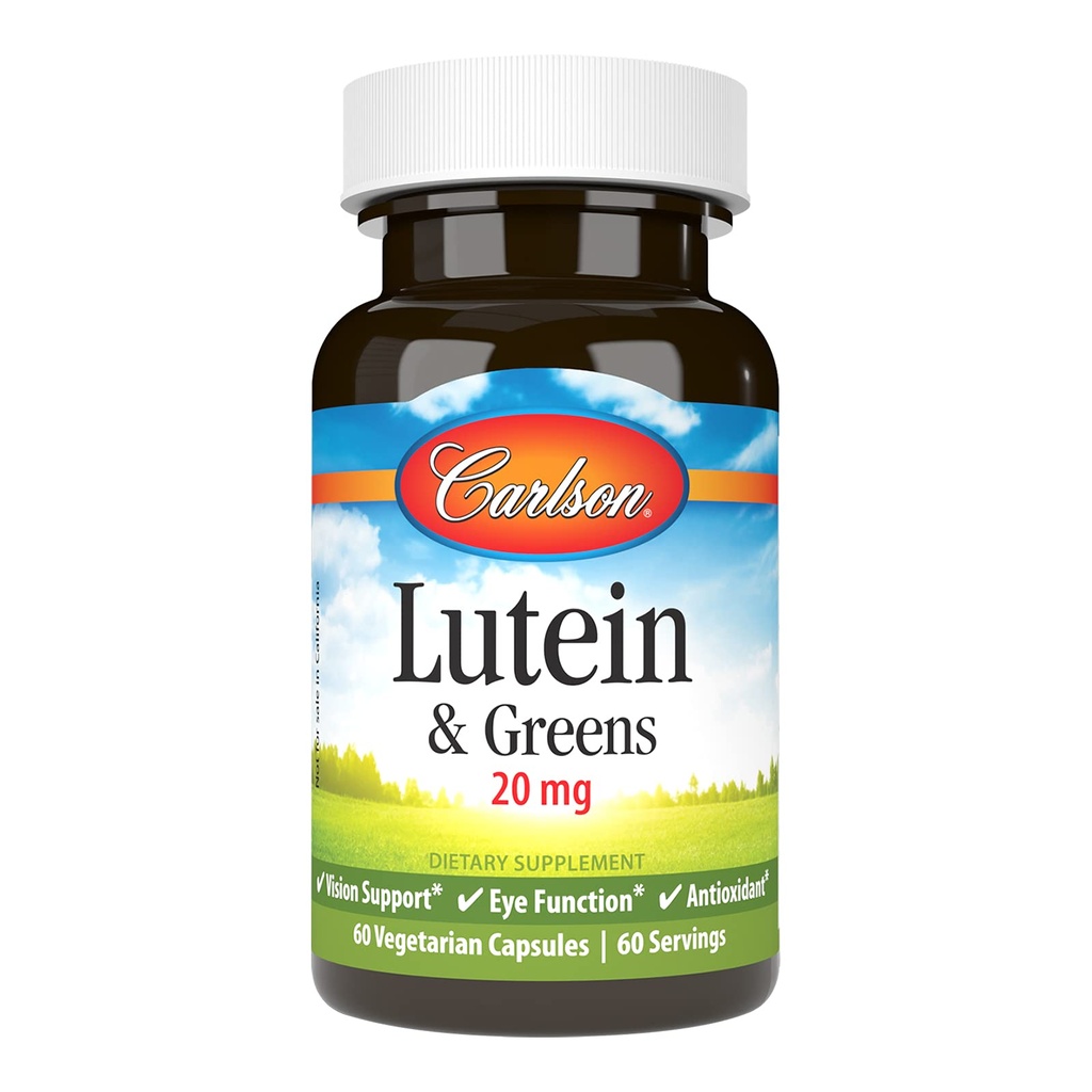 Carlson - Lutein & Greens, 20 mg, Vision Support & Eye Function, Antioxidant, 60 Vegetarische Capsules