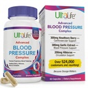 ULTALIFE Blood Pressure Supplements - Advanced Blood Pressure Supplement Complex - Hawthorn Berry, Hibiscus, Knoflook, Forskolin - 14 Vitamines & Herbs, 30 dagen levering in Veggie Capsules