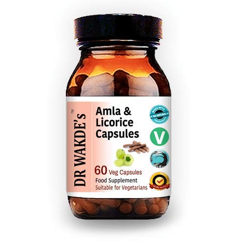 DR WAKDE's Amla & Licorice Capsules (60 Veg Caps, for Acid Indigestie, Ayurvedic Supplement, Vegan, Herbal, All Natural, Made in UK)