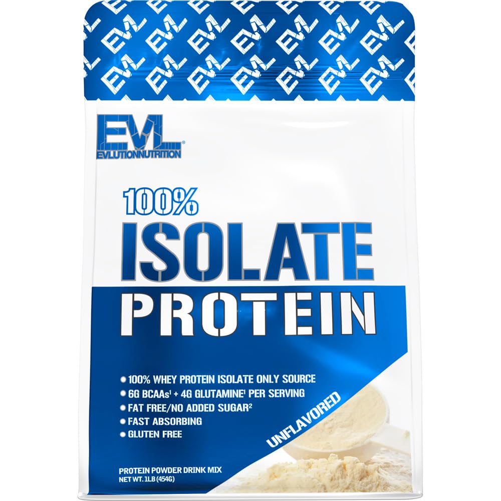 Evlutie Voeding 100% Isolaat, Wei Isolaat Proteïne Poeder, 25 G van Fast Absorbing Proteïne, Geen Suiker Toegevoegd, Low-Carb, Glutenvrije (Unflavored, 1 LB)
