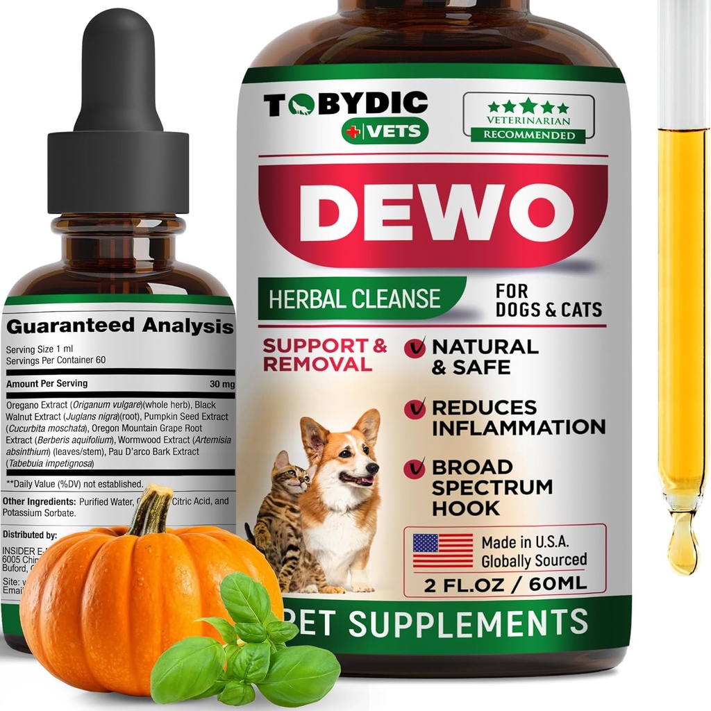Cats & Dogs Natural Broad Spectrum Intestinal Defense & Digestive Liquid Herbal Support - Promotes Gut Health - Supplement Drops Made in USA(Herbal Cleanse 2 oz)