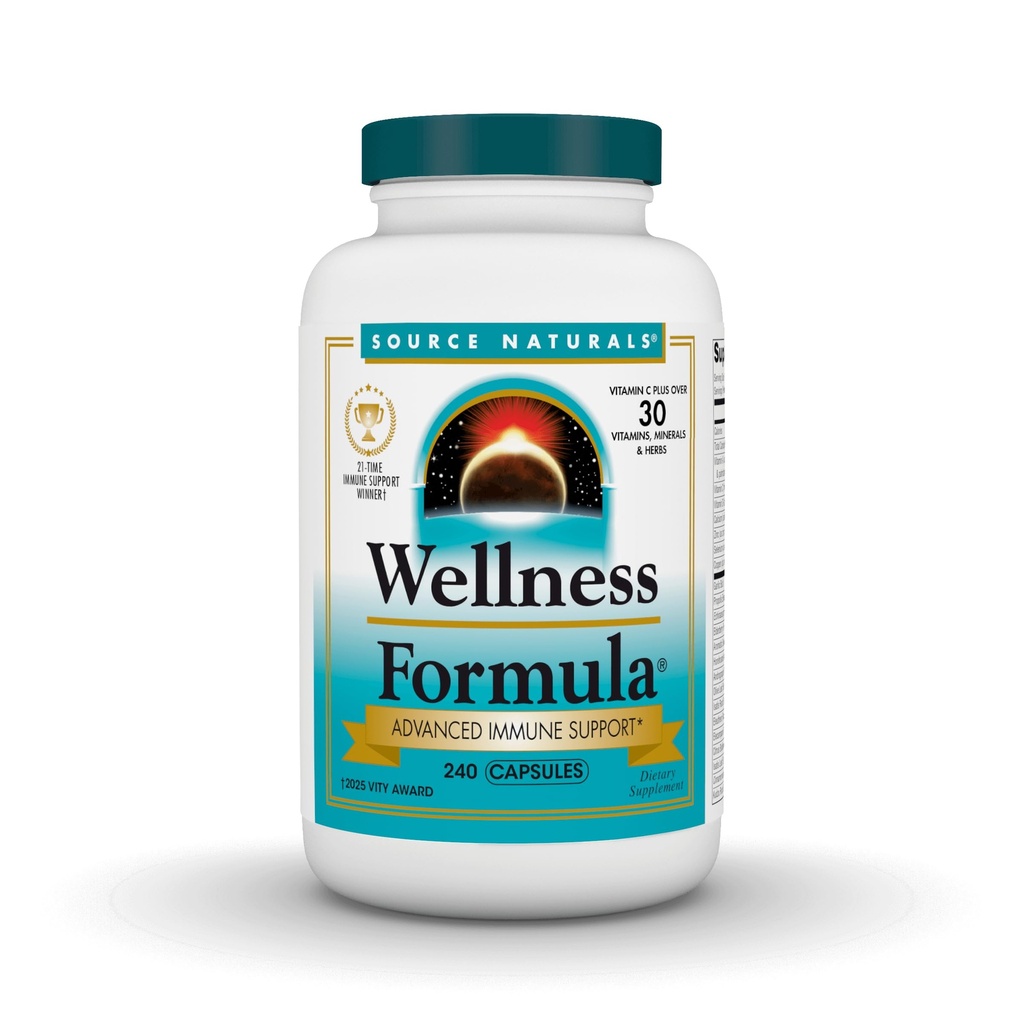 Bron Naturals Wellness Formula Bio-uitgelijnde vitamines & Herbal Defense Advanced Immune Support* - Dieetsupplement & Immunity Booster - 240 Capsules