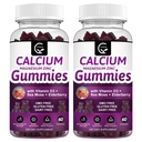 Calcium Magnesium Zink Gummies met hoge absorptie Magnesium Glycinate Kalium - Plant Complex Calcium Magnesium 2:1 Ratio, met D3 Zee Mos voor bot, spieren, Immune & Slaap Ondersteuning, Vegan-2 Pack