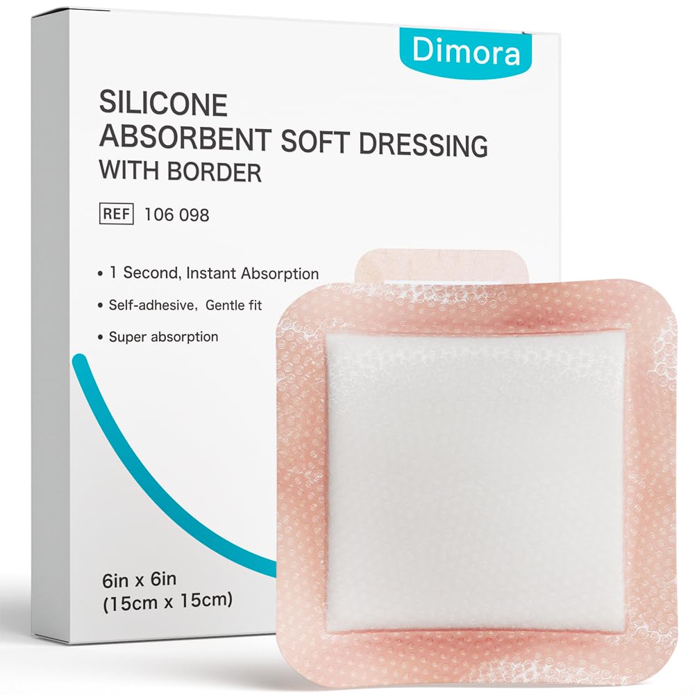 Dimora Siliconen Super Absorberende Wond Dressings - Zachte hechting Bandages met Ultrasorb Polymer,Heavy Exsudate Wound Care Pads 6"X 6" 10 Packs