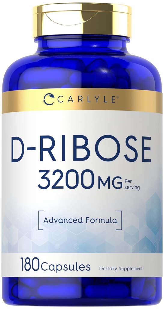 Carlyle D-Ribose Capsules 3200mg 180 pillen Geavanceerde Formule Niet-GMO, Glutenvrij Supplement