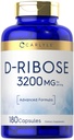 Carlyle D-Ribose Capsules 3200mg 180 pillen Geavanceerde Formule Niet-GMO, Glutenvrij Supplement