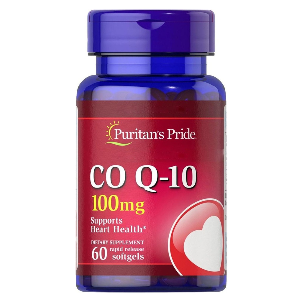 Puritan's Pride Coenzyme CoQ10 100mg, Dietary Supplement for Heart Health, Blood Pressure, Oral Gum Health, and Healthy Aging Support, 60 Servings, Rapid Release Softgels
