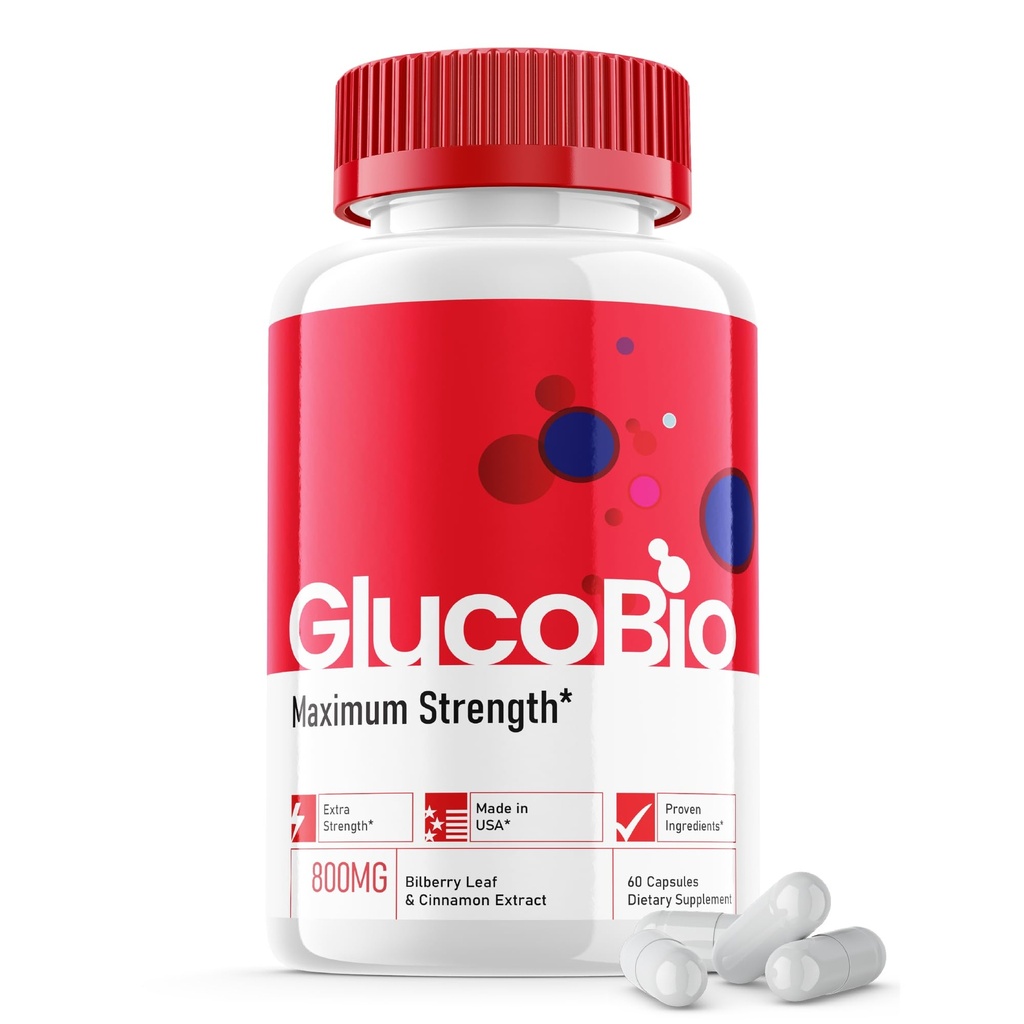 Glucobio Capsules - Officiële Formule - Gluco Bio Ondersteuning Supplement Vitamine pillen, Glucobio Gezondheid en Wellness Capsules Maximale sterkte, Glucobio, Gluco Bio Pillen Geavanceerde Ondersteuning (60 Capsules)