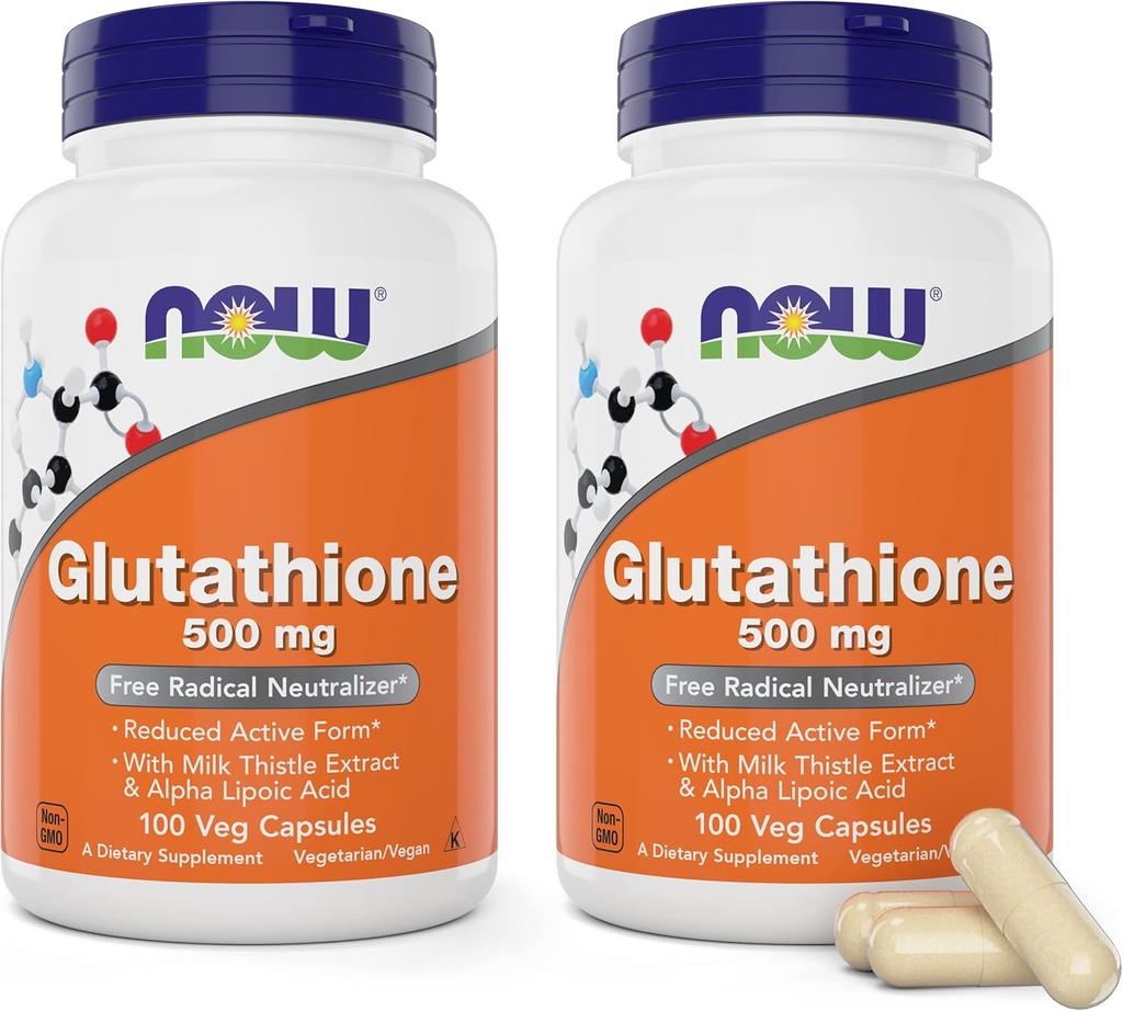 Nu Glutathion 500 mg, 100 Vegan Capsules (verpakking van 2) - Verminderde vorm GSH Supplement - Verbeterd met melkdistel Extract en Alpha Lipoïnezuur