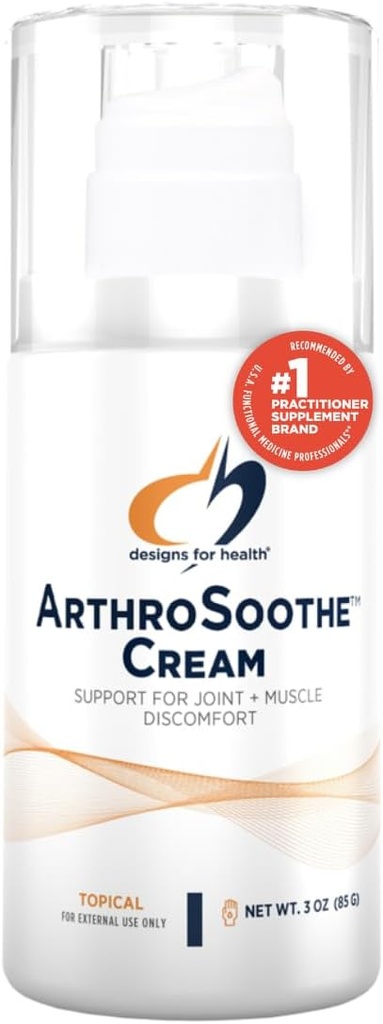 Designs for Health ArtroSothe Cream - Muscle & Joint Support Topical Lotion - Kenmerken Hyaluronzuur & Glucosamine - Gemaakt met pepermunt, Eucalyptus & Tea Tree Essential Oils - Non-GMO - 3 oz