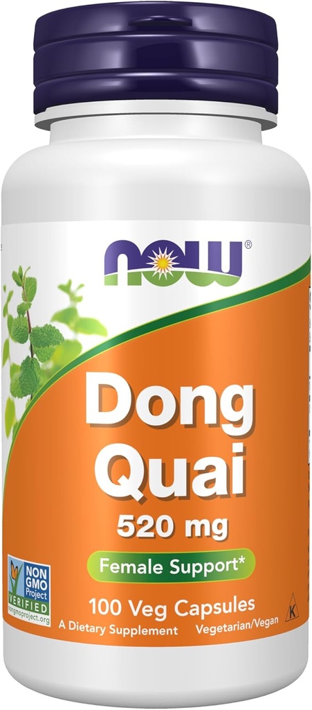 NOW Supplementen, Dong Quai (Angelica sinensis) 520 mg, vrouwelijke ondersteuning*, 100 Veg capsules