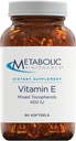Metabolische Onderhoud Vitamine E Complex (Gemengde Tocoferolen) 400 IE met D-Alfa D-Beta D-Gamma + D-Delpha Supplement - Cardiovasculaire + Antioxidant Ondersteuning (90 capsules)