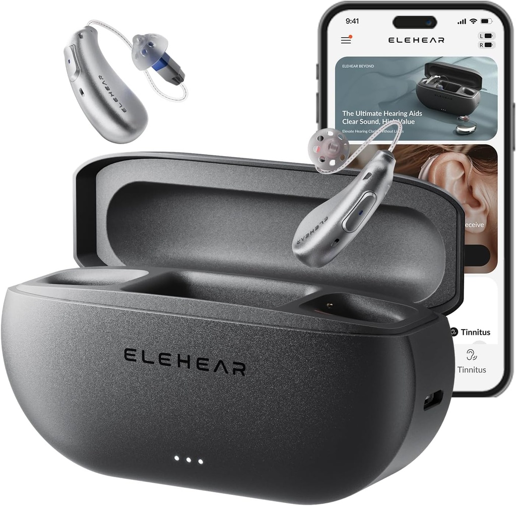 ELEHEAR-Beyond OTC Hearing Aids, AI Powered Speech Enhancement and Tinnitus Masking, Superior Sound Quality, Connectiviteit met iOS of Android Devices via Bluetooth 5.3, voor senioren en volwassenen