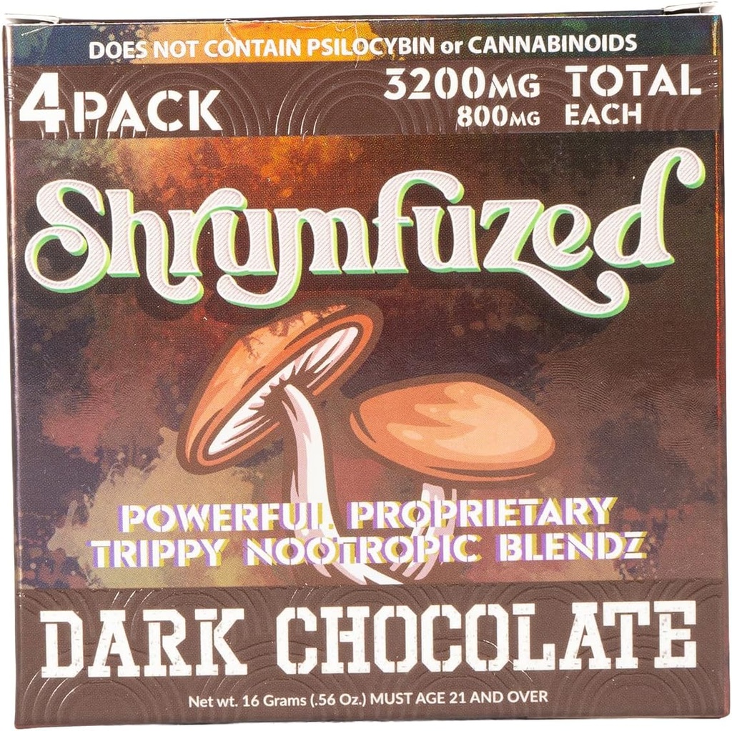 Projet Nootropic Gummy 3200mg - Lion's Mane, Reishi, Chaga en Cordycep Nootropic Tripee Mushroom Blend (4, Dark Chocolate)