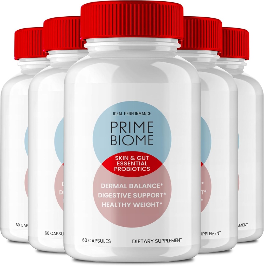 Prime Biome Gut Health Capsules, PrimeBiome Gezonde huidondersteuning Supplement Pillen, Prime Biome Geavanceerde Formule - Maximale sterkte Alle Natuurlijke Gezondheid & Wellness Pillen, PrimeBiome Reviews (5 Pack)