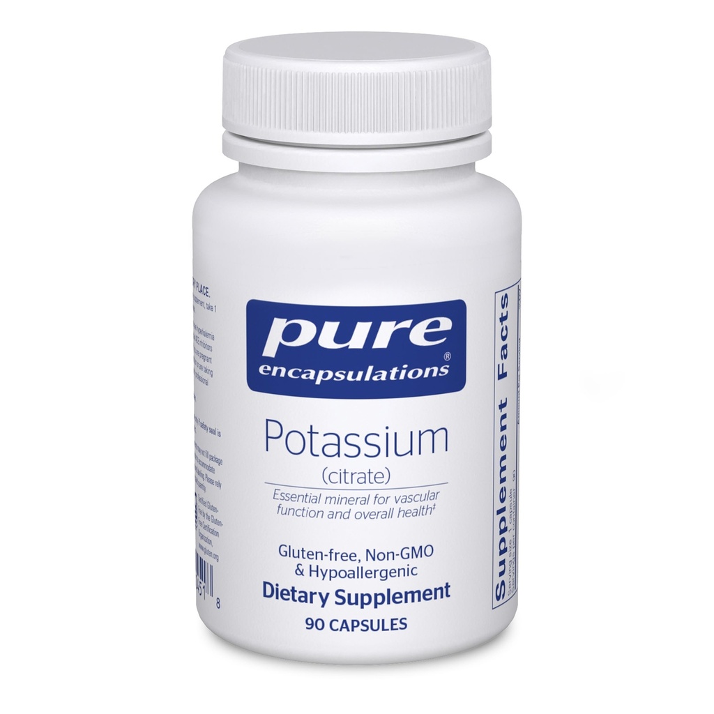 Pure Encapsulations Kalium (Citraat) - Essential Electrolyte Supplement to Support nerve & Muscle Function, Adrenals, Hormonen, Heart Health & Energy* - Kalium citraat Capsule - 90 Capsules