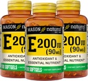 MASON NATUURLIJKE Vitamine E 90 mg (200 IE) - Antioxidant en Essentiële Nutriënt, Gezond Immuun Systeem, Huid en Ogen, Geheel Lichaamssupplement, 100 Softgels (Pack of 3)