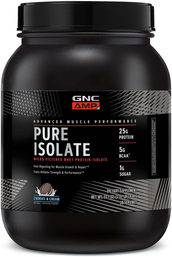GNC AMP Pure Isolaat Wei Proteïne - Cookies & Cream (28 porties)