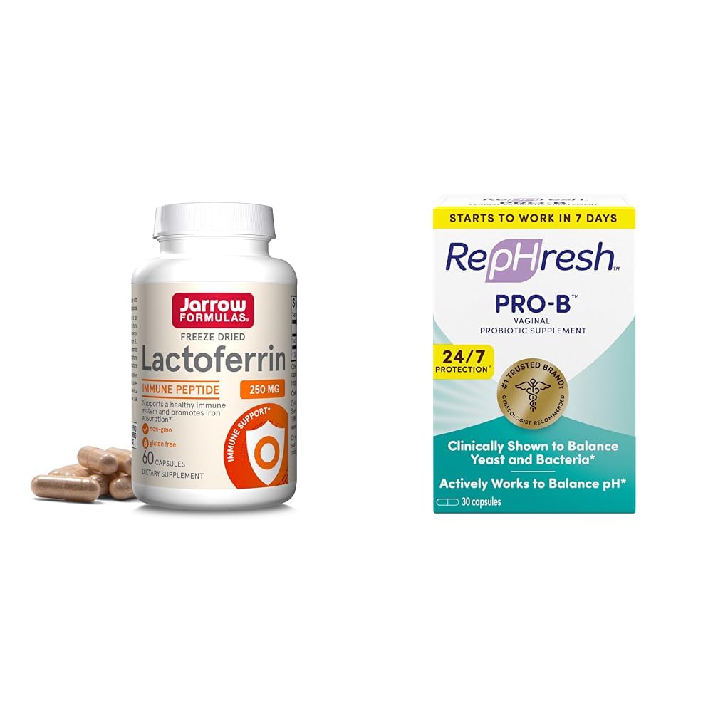 Jarrow Formules Lactoferrine 250 mg - Immune-Ondersteunende Glycoproteïne & RepHresh Pro-B Probiotische Supplement voor Vrouwen, 30 Oral Capsules